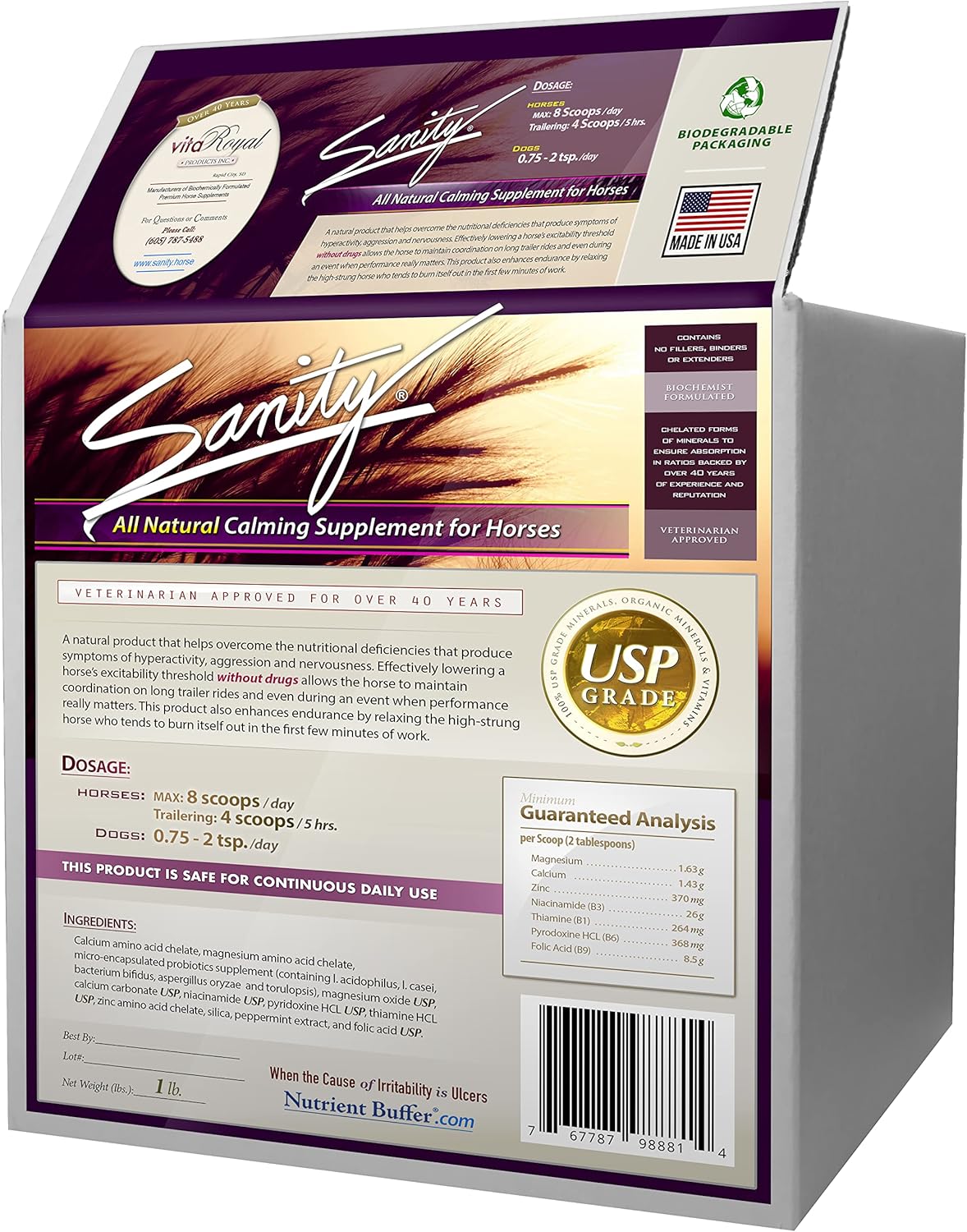 Equine Calming Focus Supplement with Magnesium, Zinc, B Vitamins, and Amino Acids