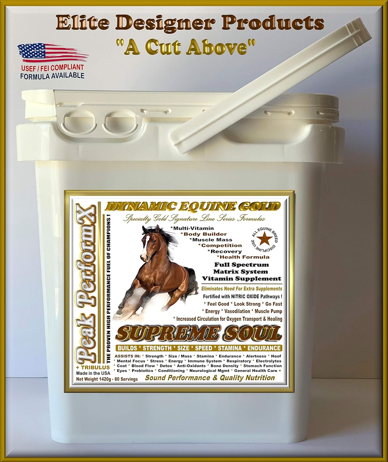 Equine Gold Signature Line Peak PerformX Supreme Soul Multi Vitamin 1420g with Tribulus - Body Builder, Competition, Recovery, Nitric Oxide, Health Formula