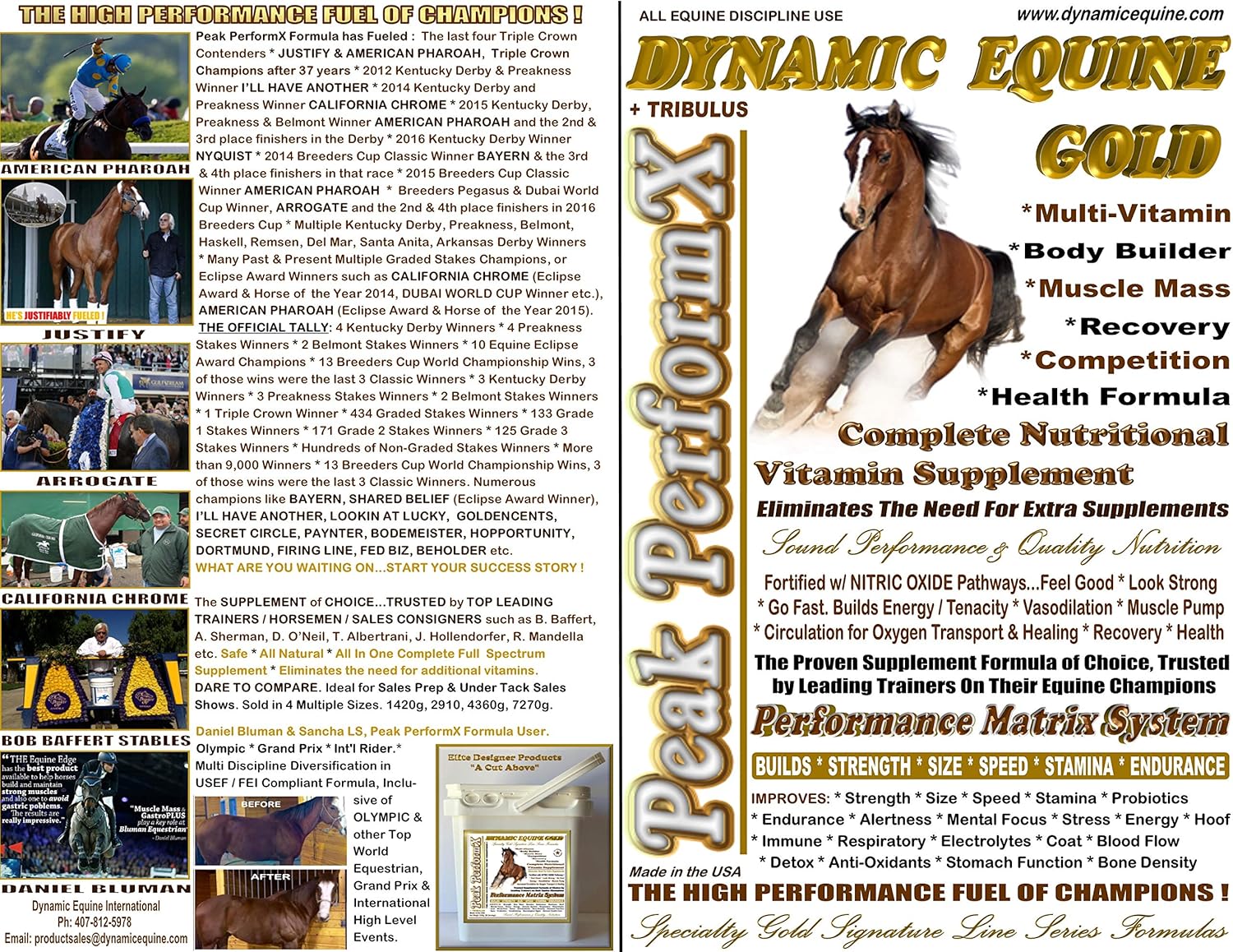Equine Gold Signature Line Peak PerformX Supreme Soul Multi Vitamin 1420g with Tribulus - Body Builder, Competition, Recovery, Nitric Oxide, Health Formula