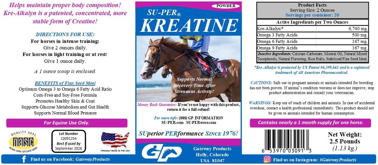 Equine Kre-Alkalyn Creatine Supplement for Energy, Stamina, and Endurance - 2.5lb (2 Pack)