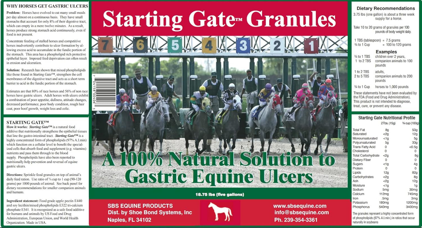 Equine Starting Gate Granules: Calming Horse Supplement for Gastric Ulcers (5-Gallon Pail, 15-Week Supply)