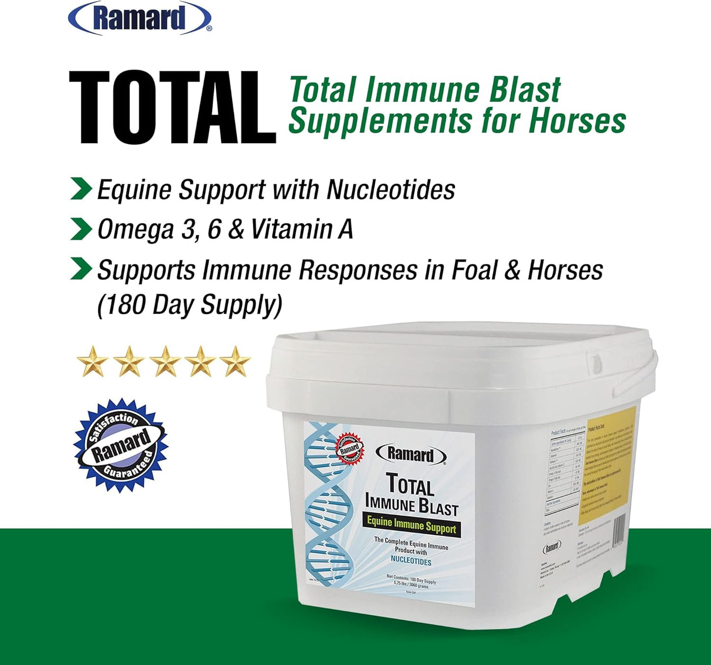 Equine Total Immune Support Powder Supplement with Zinc, Selenium, Omega 3, Omega 6, Vitamins, and Nucleotides - 6.75 lbs.