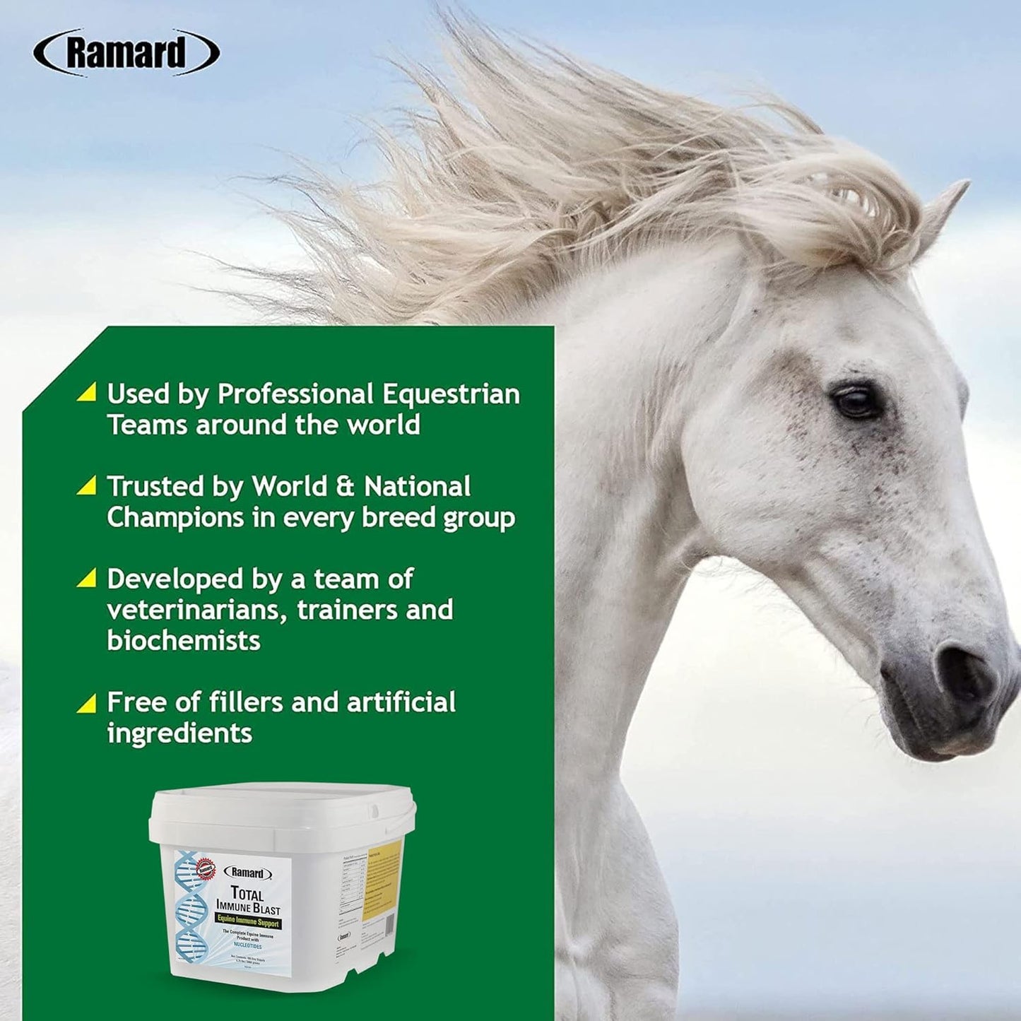 Equine Total Immune Support Powder Supplement with Zinc, Selenium, Omega 3, Omega 6, Vitamins, and Nucleotides - 6.75 lbs.