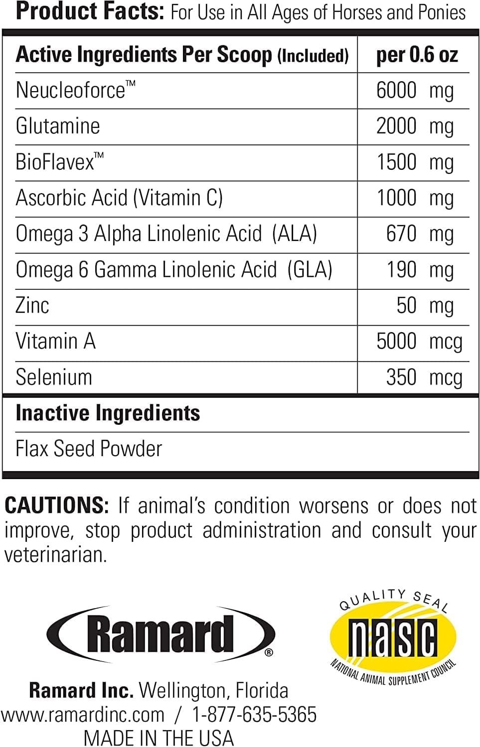 Equine Total Immune Support Powder Supplement with Zinc, Selenium, Omega 3, Omega 6, Vitamins, and Nucleotides - 6.75 lbs.