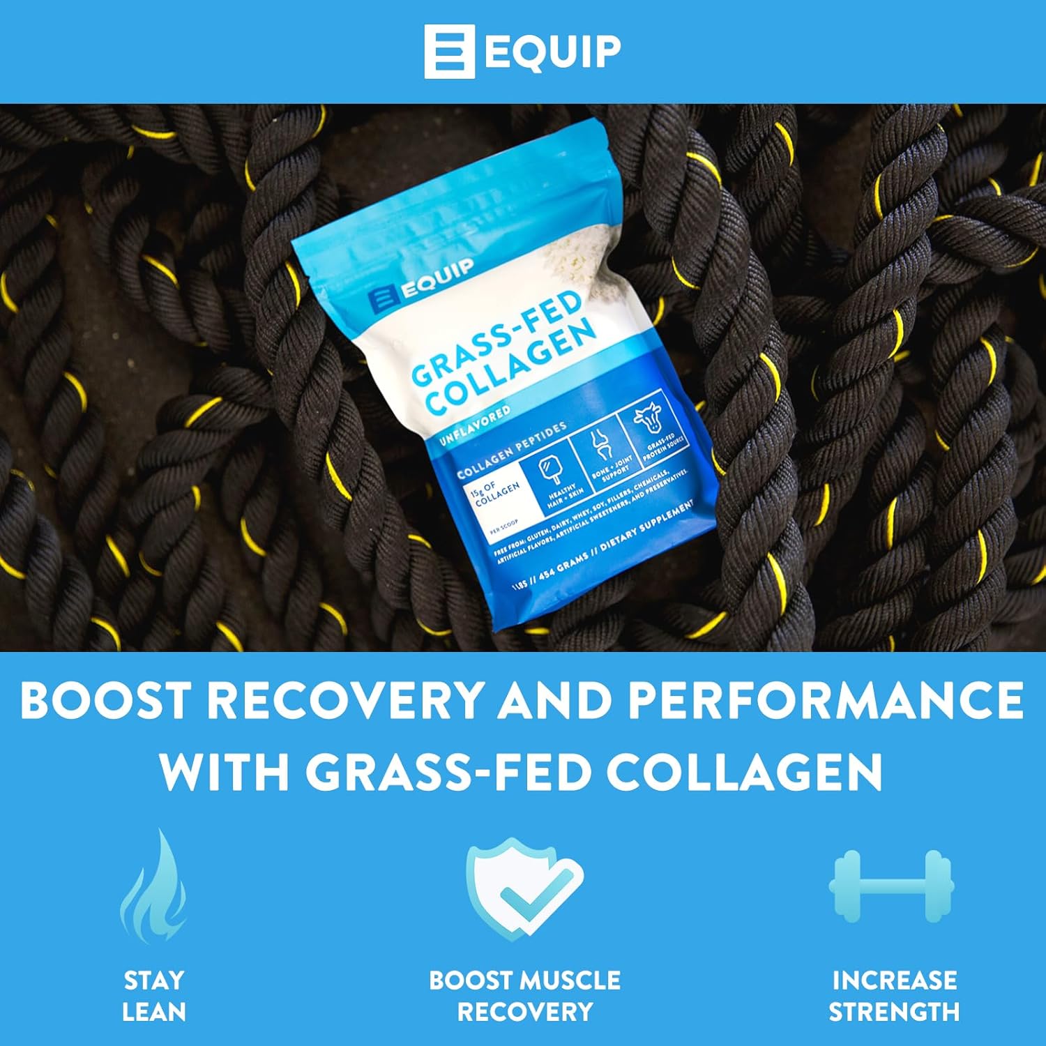 Equip Foods Prime Protein and Collagen Powder Bundle - Unflavored, Keto-Friendly, Grass-Fed Beef Protein Powder - 20g Protein, 0g Sugar, Gluten-Free, Dairy-Free, Non-GMO - 30 Servings