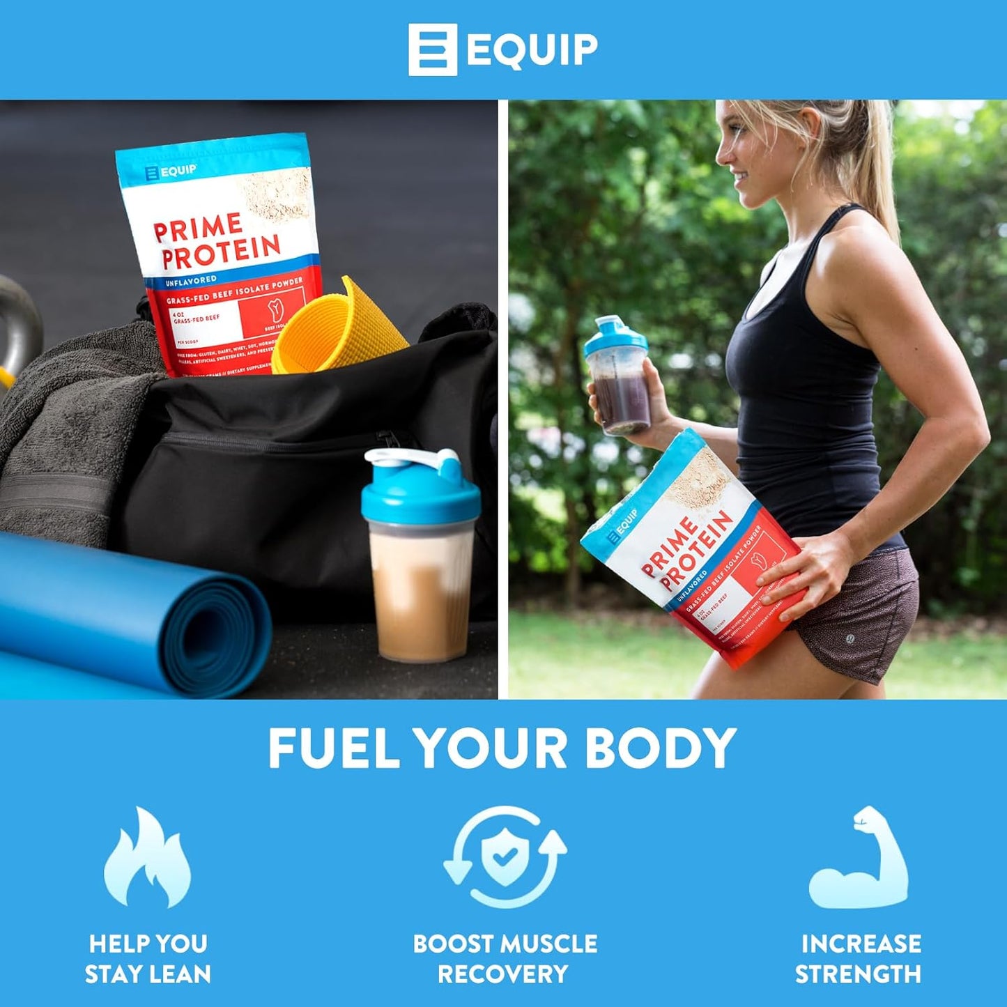 Equip Foods Prime Protein Powder and Core Colostrum Powder Combo Pack - Unflavored, Grass-Fed Whey Protein & Immune-Boosting Colostrum Powder