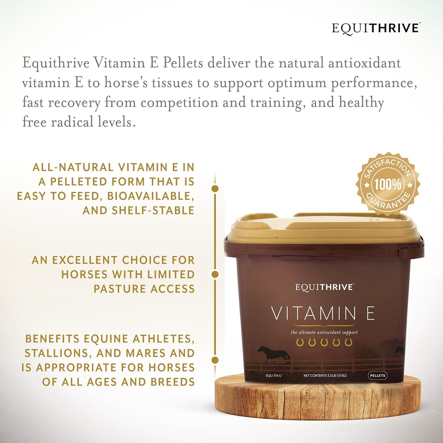 Equithrive Vitamin E Pellets for Horses - Omega 3 and Antioxidant Support - 3.3 lbs