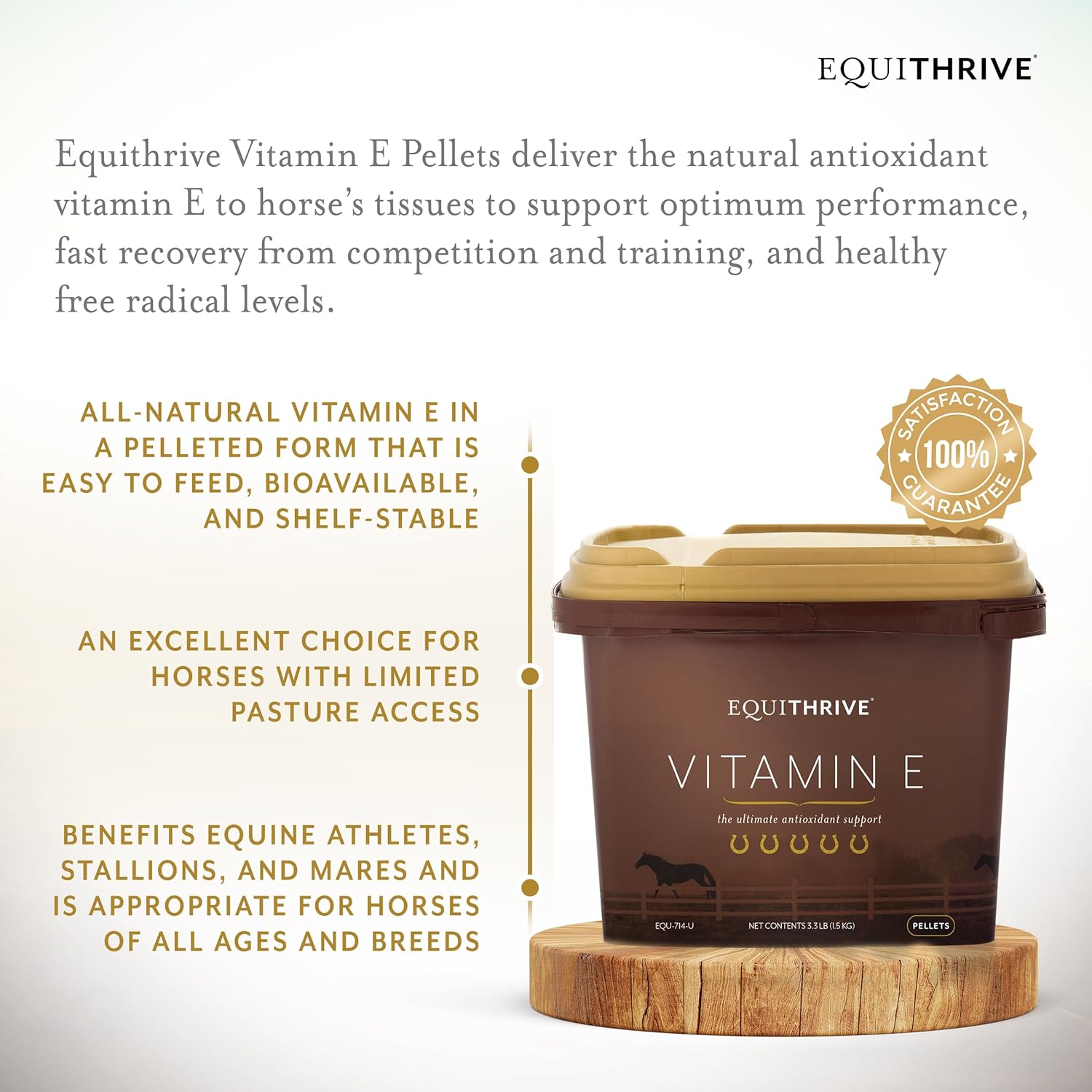 Equithrive Vitamin E Pellets for Horses - Omega 3 and Antioxidant Support - 3.3 lbs