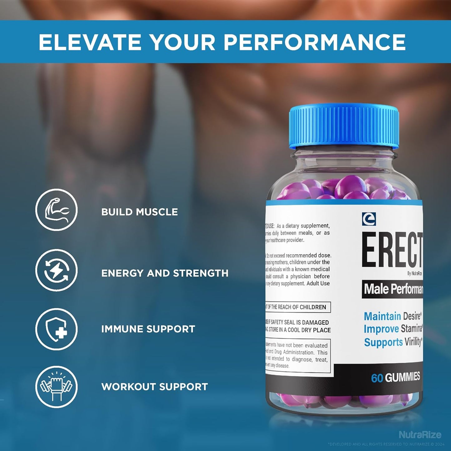 Erectifil Gummies 3 Pack - 1000 MG All-Natural Male Supplement for Health and Performance - 180 Gummies