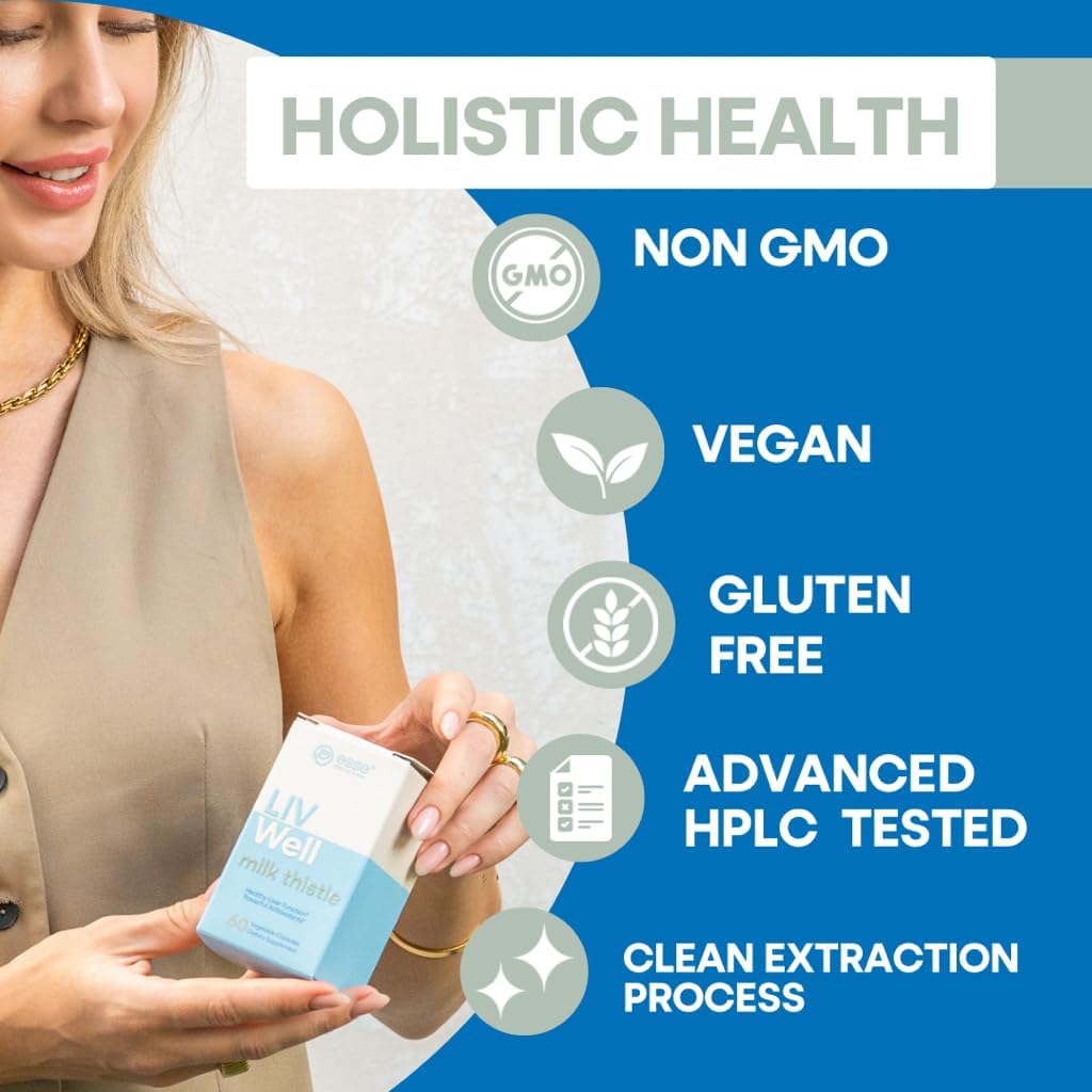 ESSE Vegan Milk Thistle Supplement with Sesame and Artichoke Extract - 80% Silymarin for Liver Cleanse & Healthy Skin - 60 Capsules, HPLC Tested for Purity