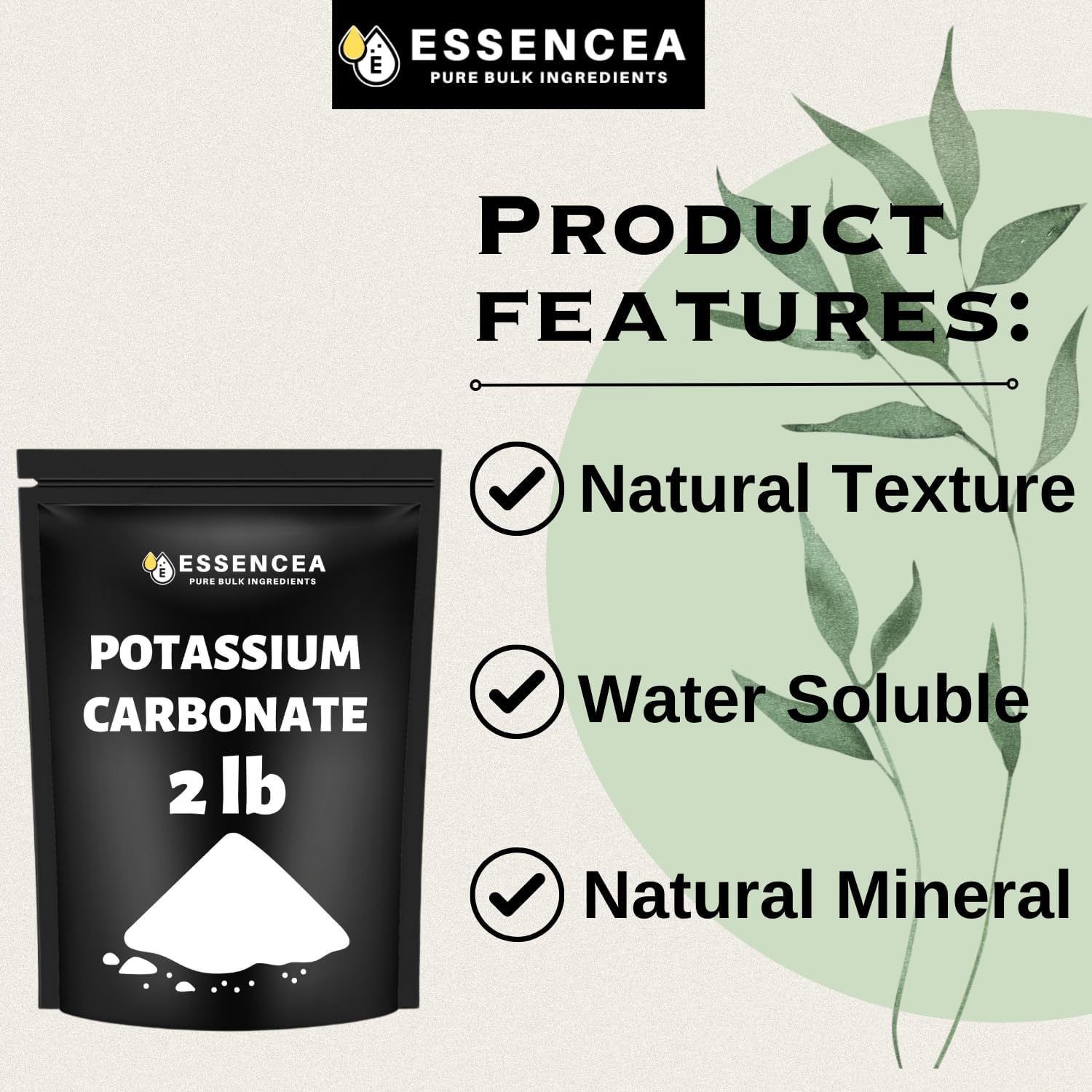 Essencea Pure Bulk Ingredients Potassium Carbonate Powder 32 Ounces - 100% Pure for Plants and Supplements