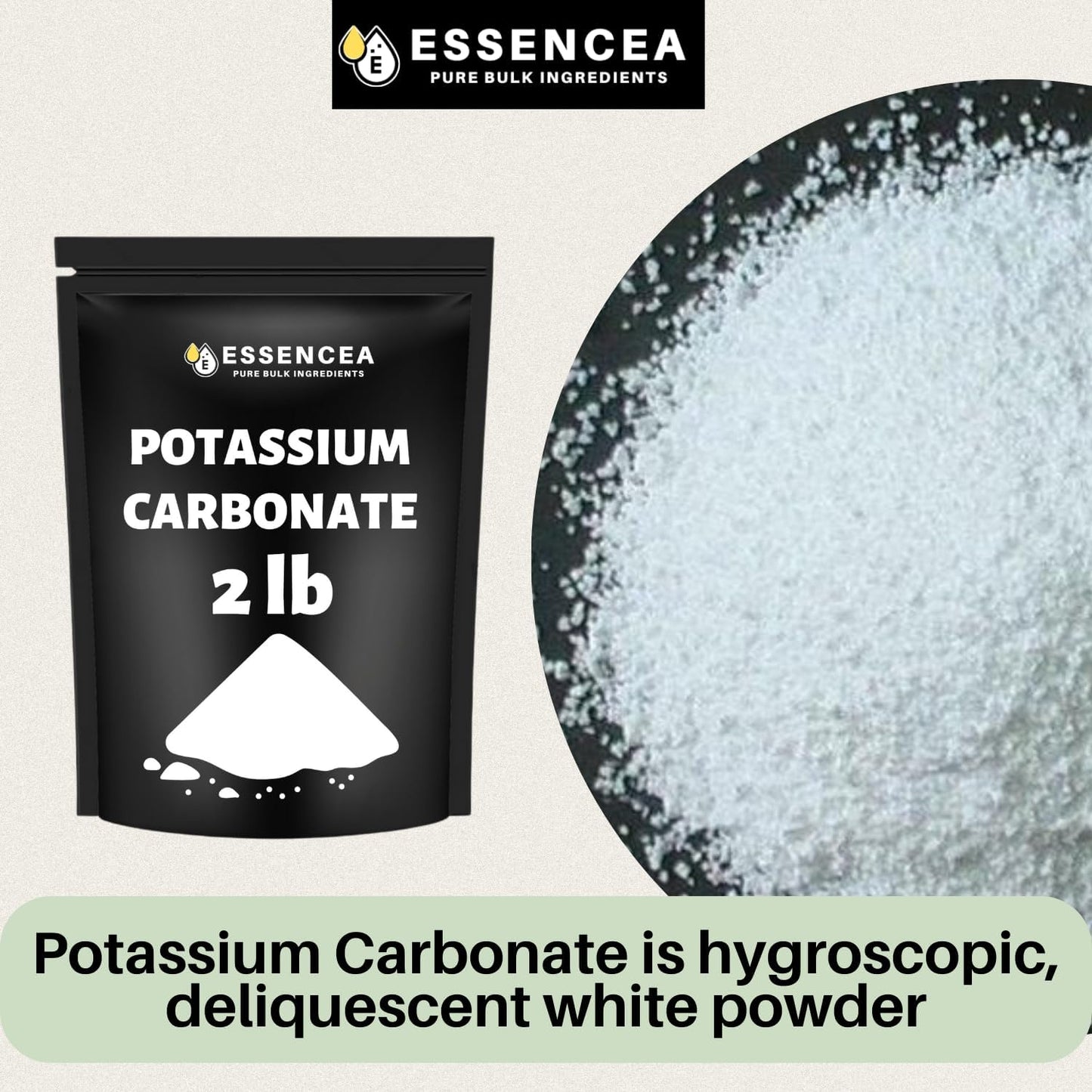 Essencea Pure Bulk Ingredients Potassium Carbonate Powder 32 Ounces - 100% Pure for Plants and Supplements