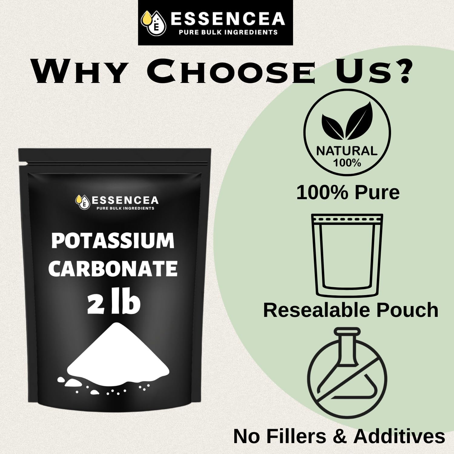 Essencea Pure Bulk Ingredients Potassium Carbonate Powder 32 Ounces - 100% Pure for Plants and Supplements