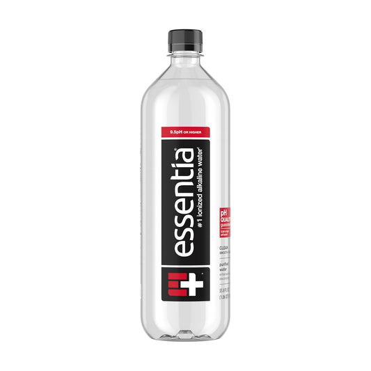 Essentia Water 1L Bottle - 99.9% Pure Ionized Alkaline Water with Electrolytes, pH 9.5+, Smooth Taste