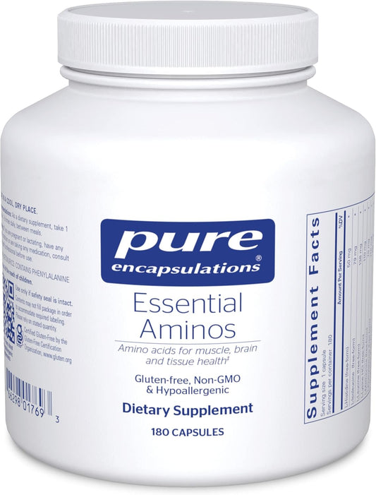 Essential Amino Acids Capsules for Muscle Recovery & Health Support - Includes Leucine, Threonine, Tryptophan - 180 Count