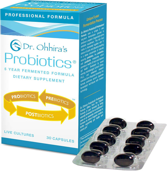 Essential Formulas Dr. Ohhira’s Probiotics Professional Formula - 5 Year Fermented Prebiotics, Live Probiotics, Postbiotic Metabolites - 30 Capsules