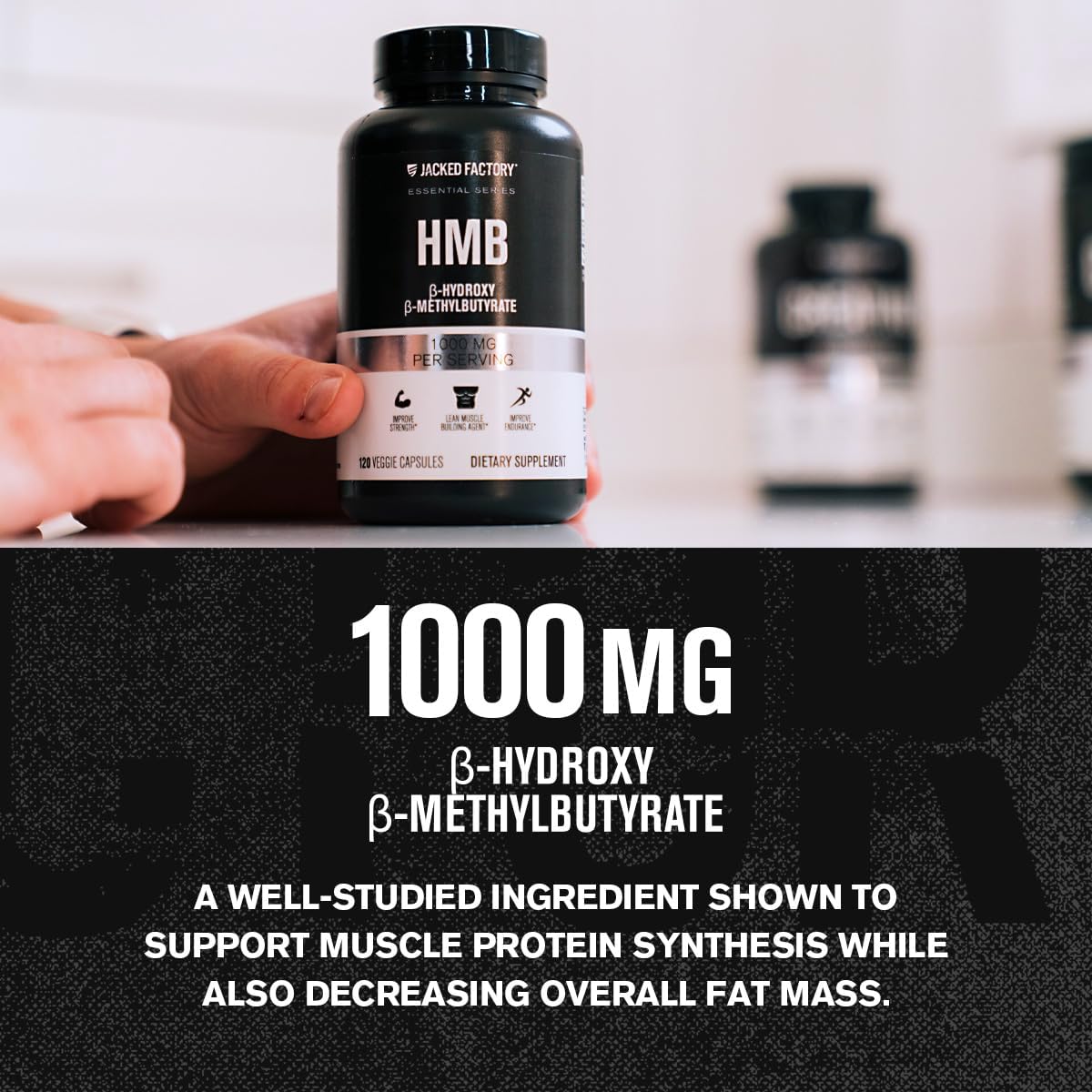 Essential HMB Capsules for Lean Muscle Growth, Preventing Breakdown, & Recovery - 120 Veggie Capsules