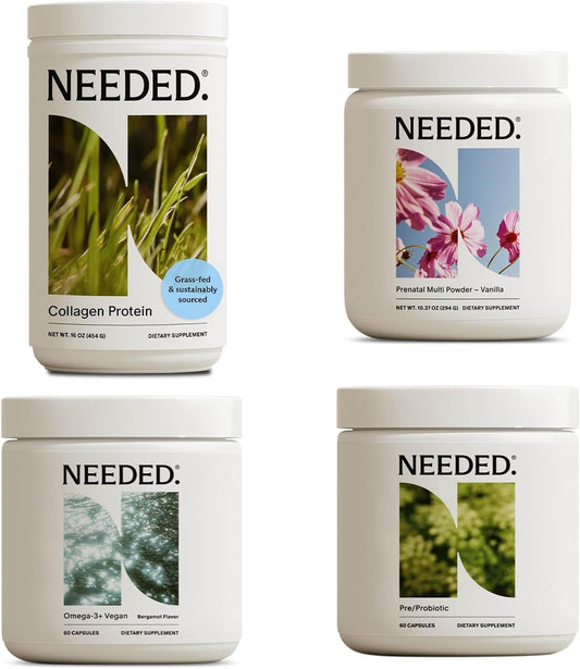 Essential Prenatal Health Bundle: Multivitamin, Vegan Omega-3, Collagen, Pre/Probiotic for Pregnancy & Postpartum