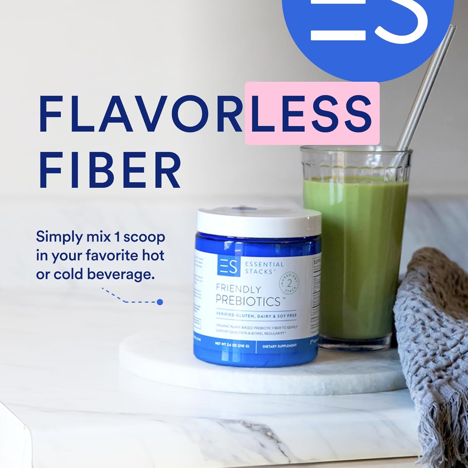 Essential Stacks Gut Health Bundle: Probiotics (30 ct) + Prebiotics (7.4 oz) for Digestive Support