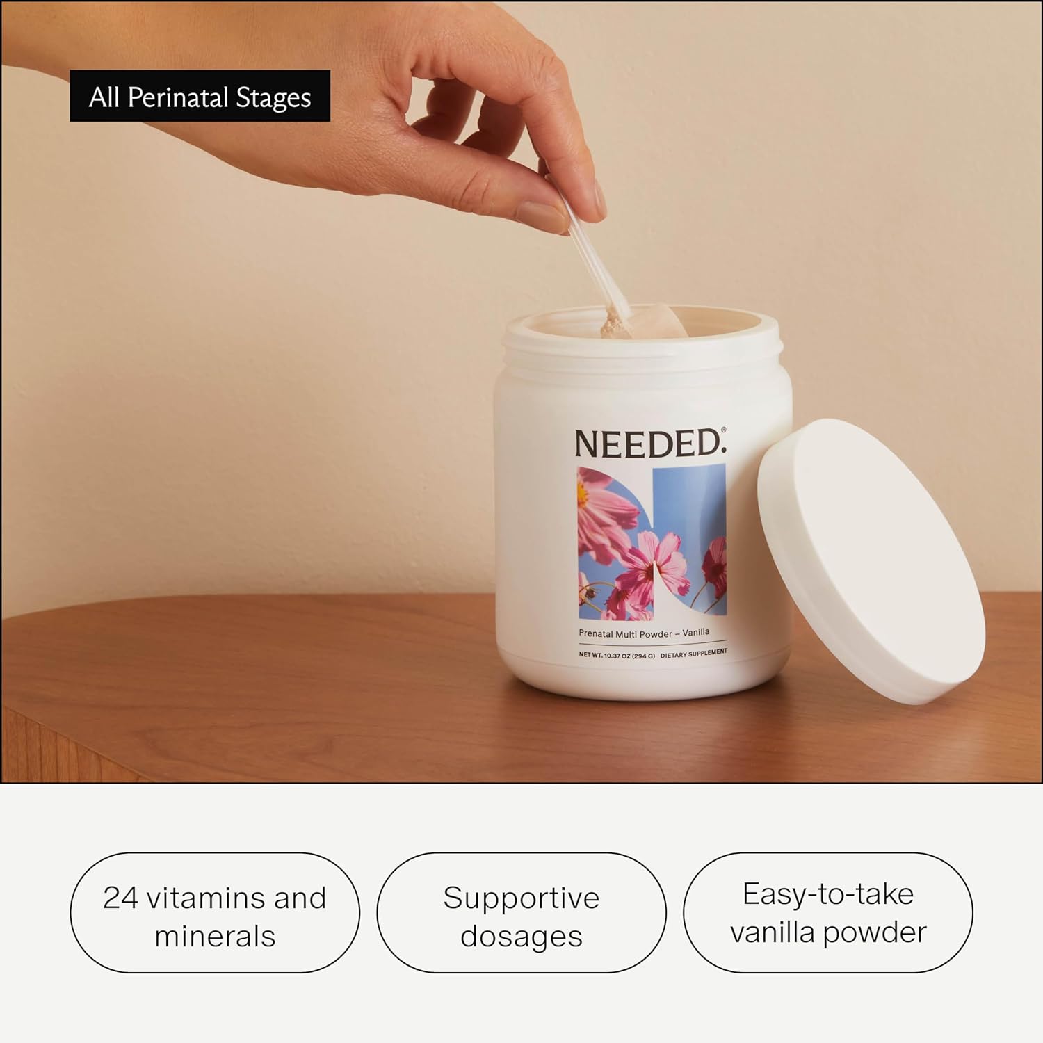 Essential Vanilla Multivitamin Powder with Choline for Prenatal, Pregnancy, Breastfeeding & Postpartum | High-Quality & Third-Party Verified | 30-Day Supply