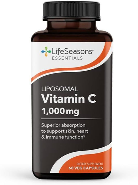 Essentials Liposomal Vitamin C Supplement for Skin, Heart, and Immunity - Collagen Production, Antioxidants, Stress Relief - 60 Capsules