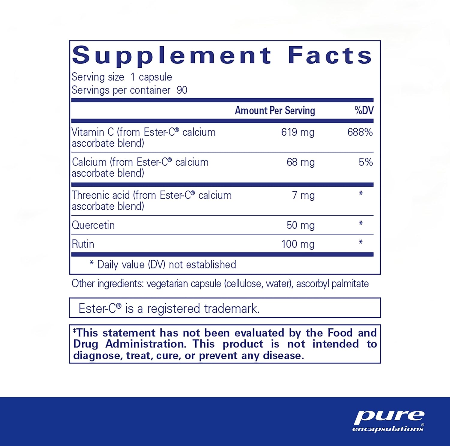 Ester-C & Flavonoids Vitamin C Supplement - Antioxidant & Immune Support - Gentle on Digestion - Vegan & Non-GMO - 90 Capsules
