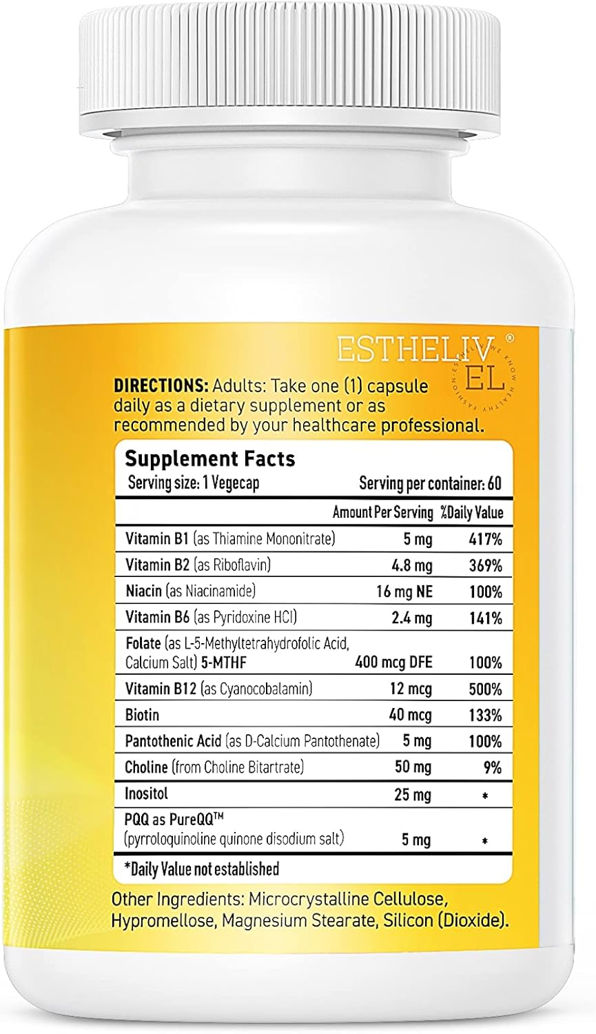ESTHELIV® Super B Complex with PQQ Capsules - 60 Vegetarian Capsules