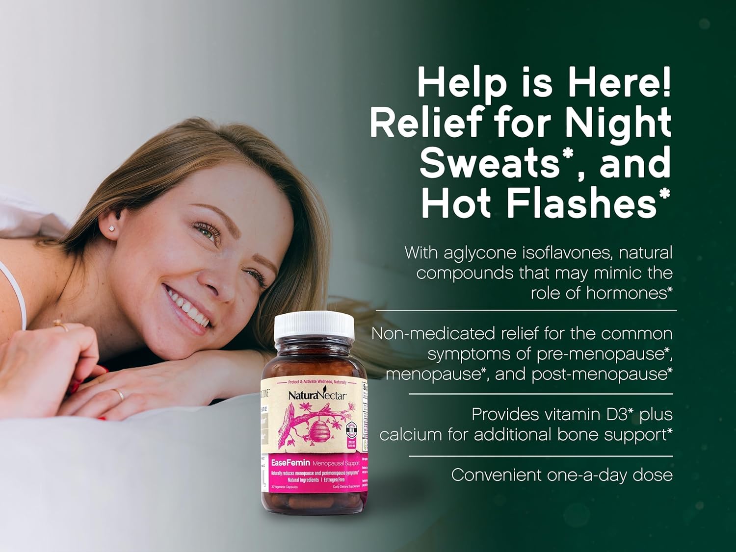 Estrogen-Free Red Bee Propolis Menopause Supplements - Natural Hot Flash Relief with Calming Herbal Blend - 30 Capsules by NaturaNectar