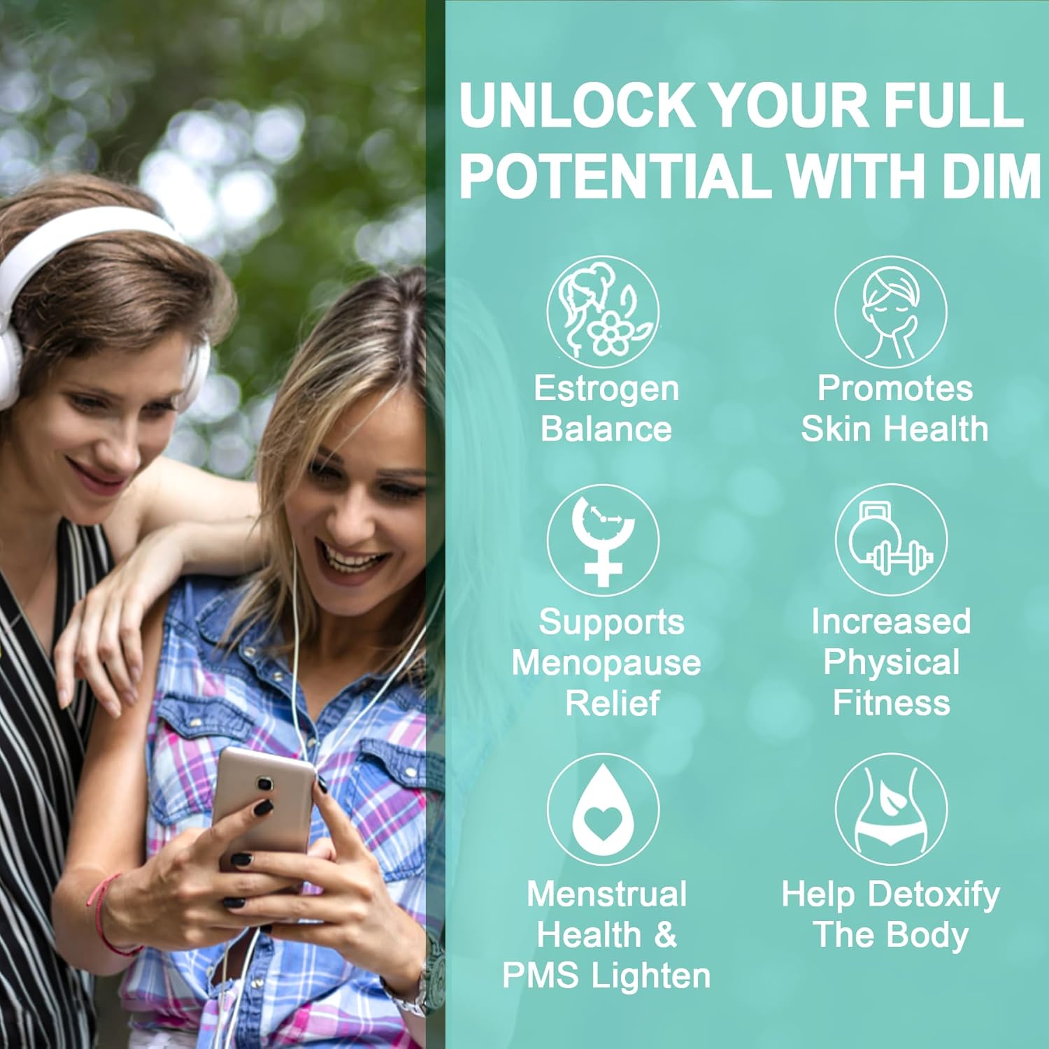 Estrogen Support DIM Gummies for Women & Men with Biotin, Flaxseed Oil, Burdock - Hormone Balance Supplement for Menopause & Prostate - 60 Capsules