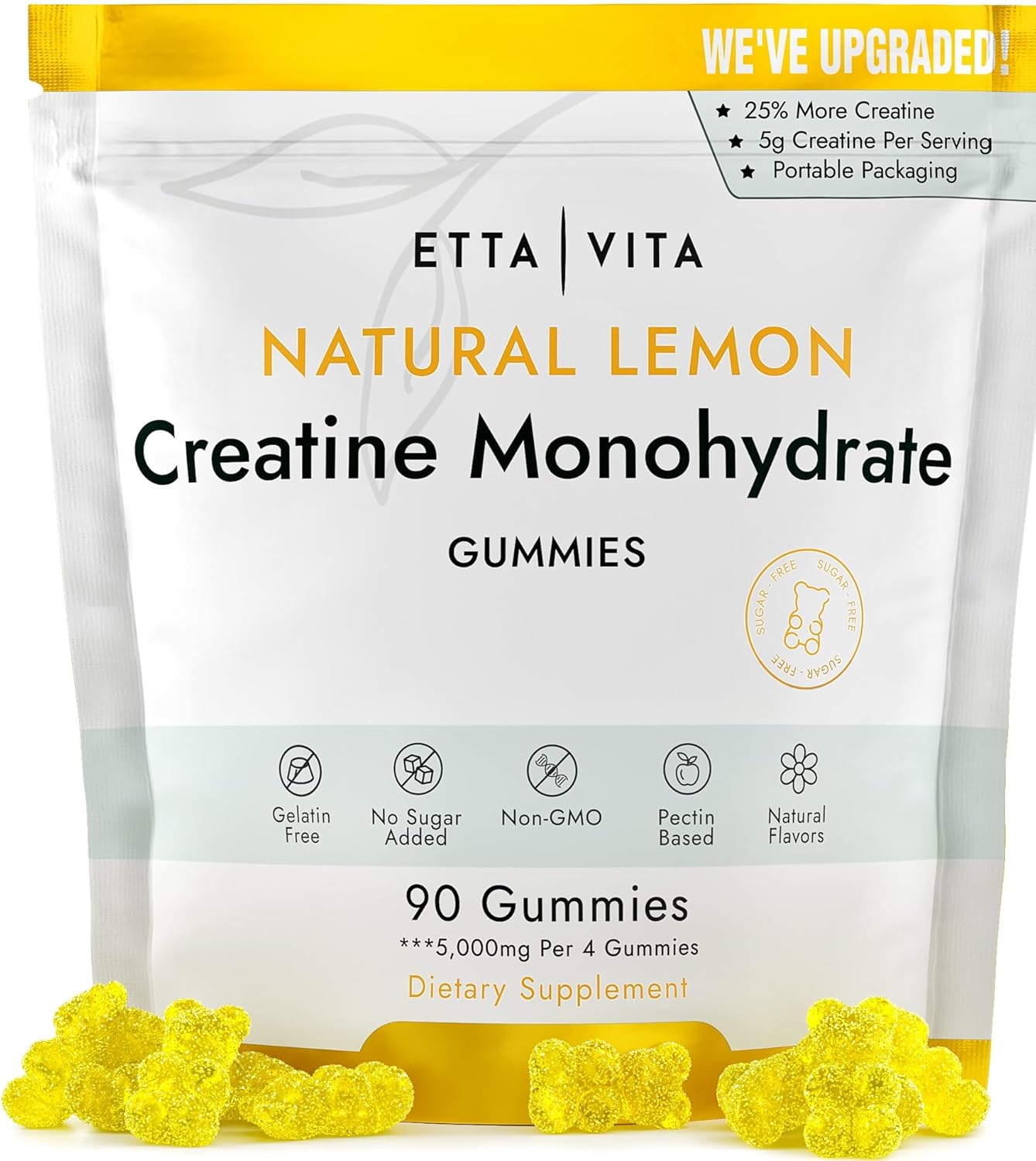 Etta Vita 5g Sugar-Free Creatine Gummies for Muscle Support & Energy, Gluten-Free Supplement for Men & Women