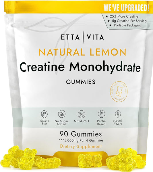 Etta Vita 5g Sugar-Free Creatine Gummies for Muscle Support & Energy, Gluten-Free Supplement for Men & Women