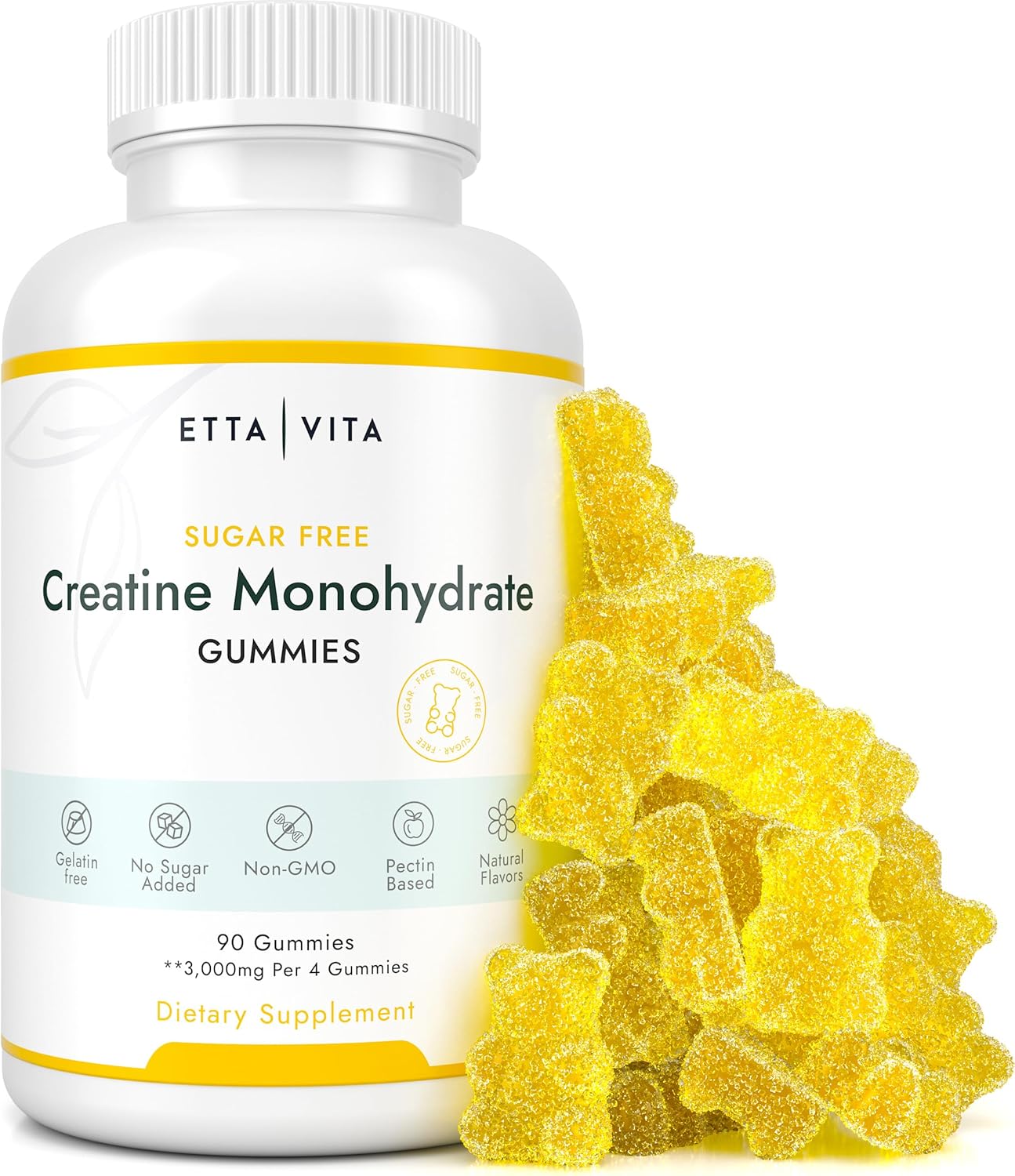 Etta Vita 5g Sugar-Free Creatine Gummies for Muscle Support & Energy, Gluten-Free Supplement for Men & Women