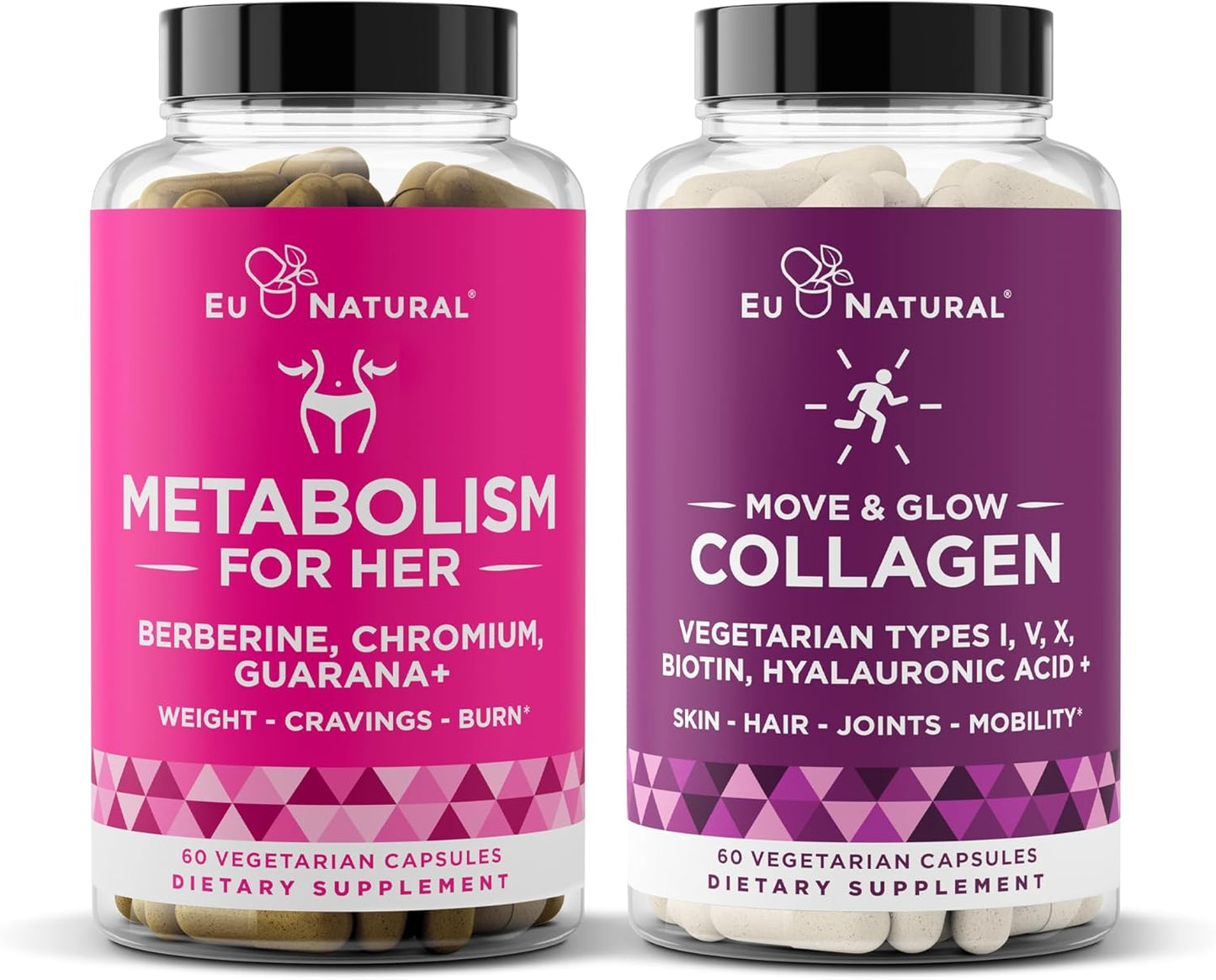 Eu Natural Metabolism for Women & Move & Glow Collagen Bundle - Boost Metabolism, Skin & Joint Health