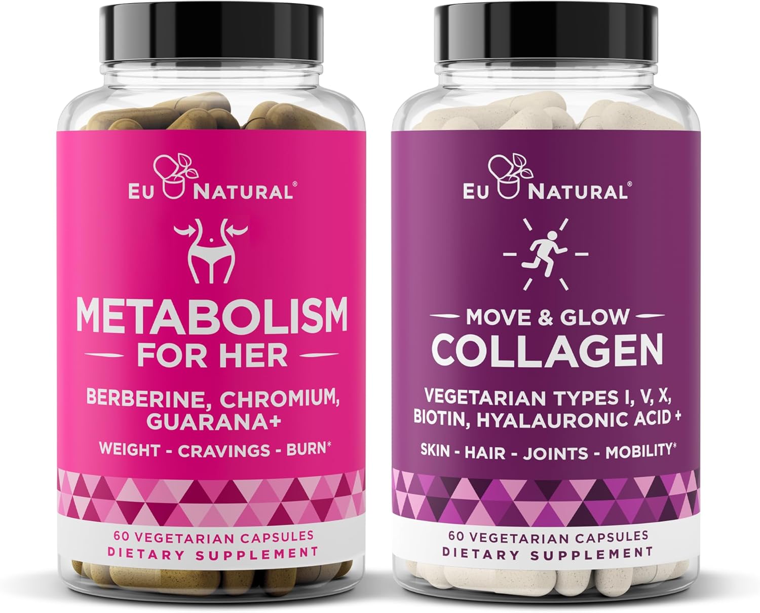 Eu Natural Metabolism for Women & Move & Glow Collagen Bundle - Boost Metabolism, Skin & Joint Health