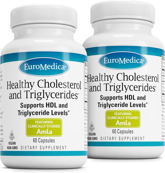 Euromedica Cholesterol and Triglycerides Support Supplement - 120 Capsules (2 Pack) - Promotes Healthy Cholesterol Levels and Triglycerides
