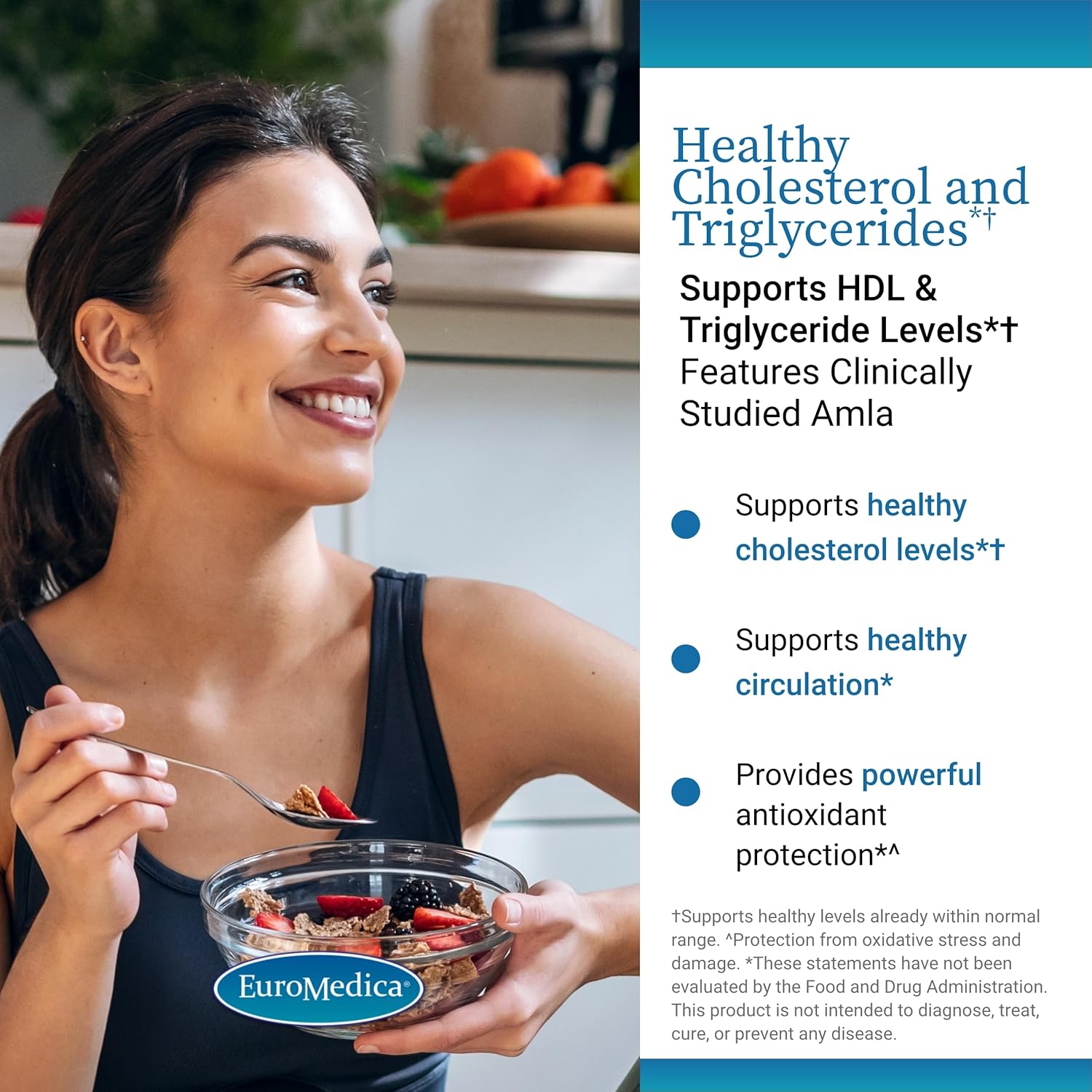 Euromedica Cholesterol and Triglycerides Support Supplement - 120 Capsules (2 Pack) - Promotes Healthy Cholesterol Levels and Triglycerides