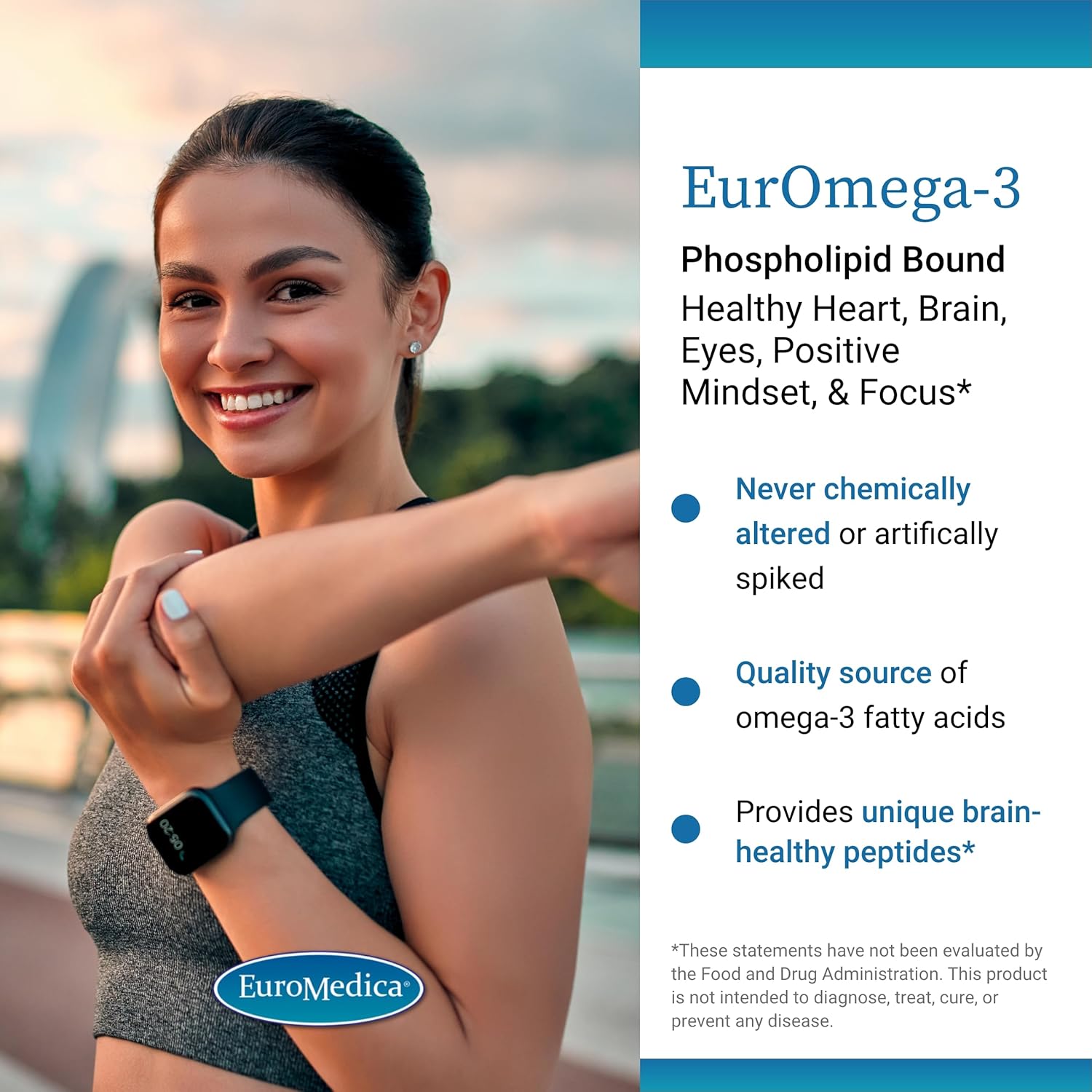 Euromedica EurOmega-3 Tablets - High-Quality Omega-3 with Phospholipids & Peptides - Enhanced Absorption - Exclusive Salmon Source - 30-Day Supply