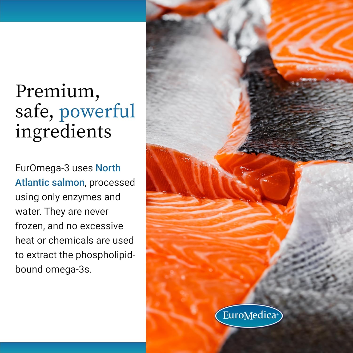 Euromedica EurOmega-3 Tablets - High-Quality Omega-3 with Phospholipids & Peptides - Enhanced Absorption - Exclusive Salmon Source - 30-Day Supply