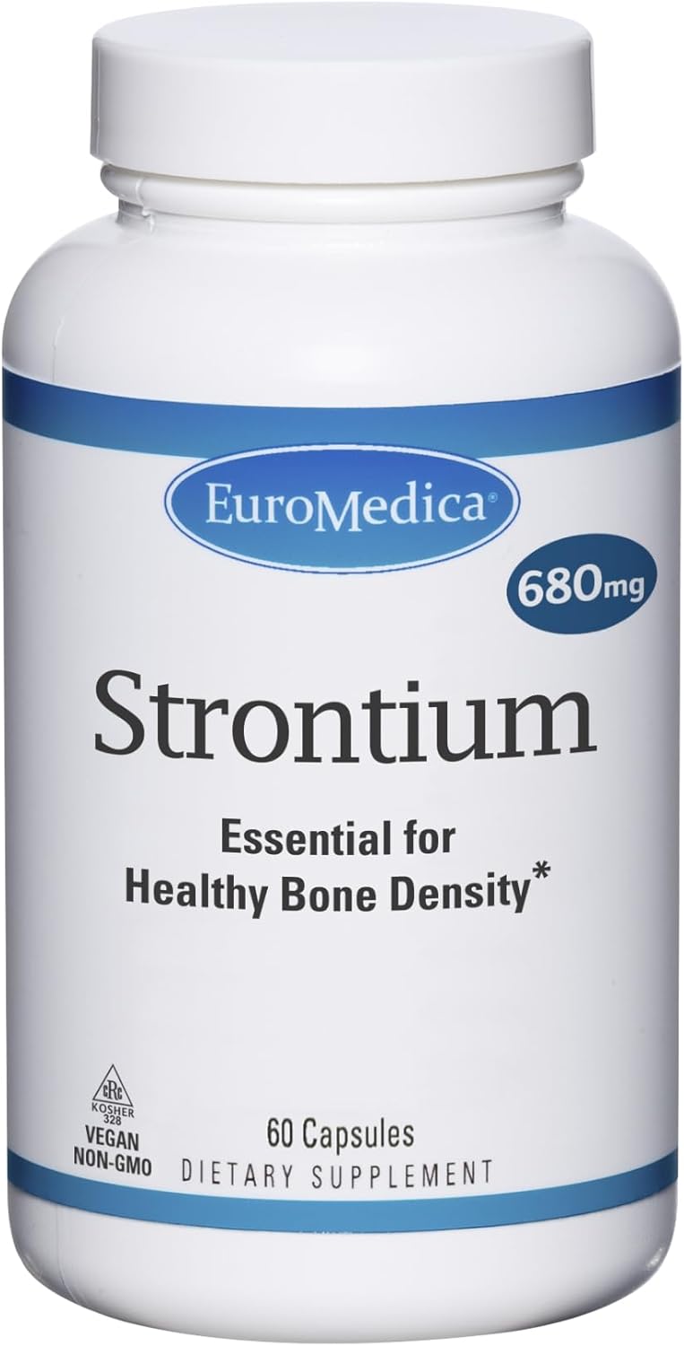 EuroMedica Strontium Capsules - Bone Formation, Strength, Density Support - Non-GMO, Vegan, Kosher - 30 Servings