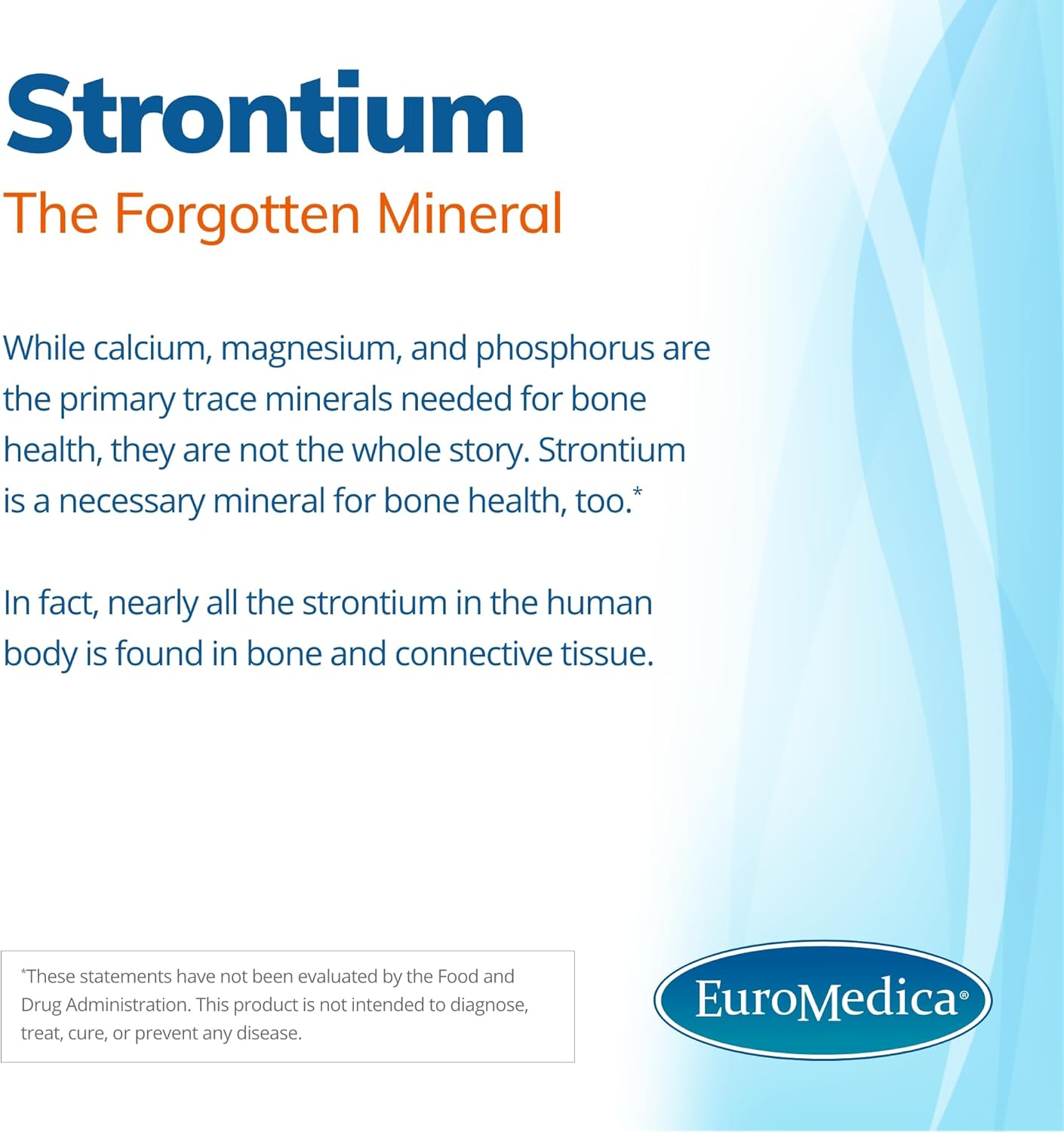 EuroMedica Strontium Capsules - Bone Formation, Strength, Density Support - Non-GMO, Vegan, Kosher - 30 Servings