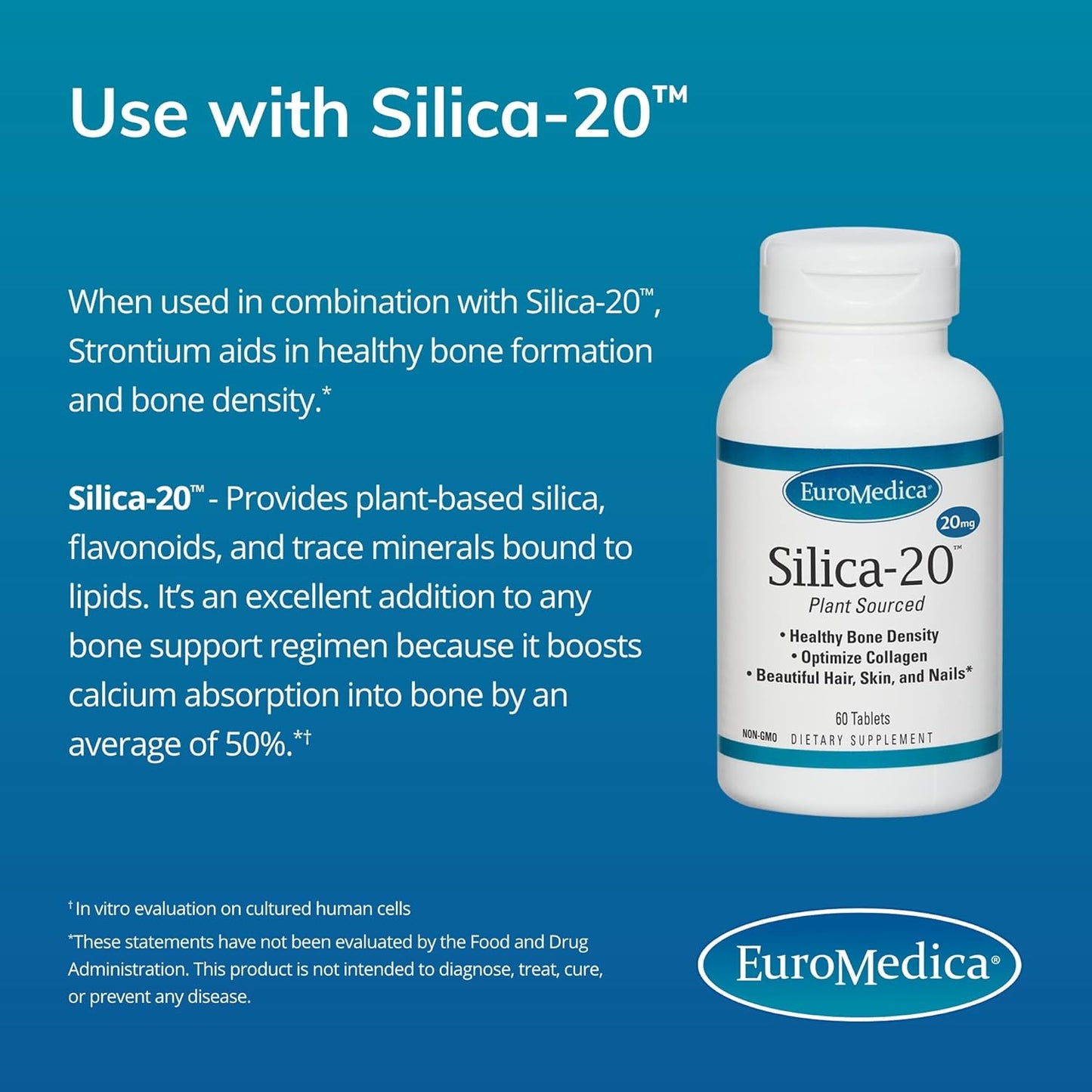EuroMedica Strontium Capsules - Bone Formation, Strength, Density Support - Non-GMO, Vegan, Kosher - 30 Servings