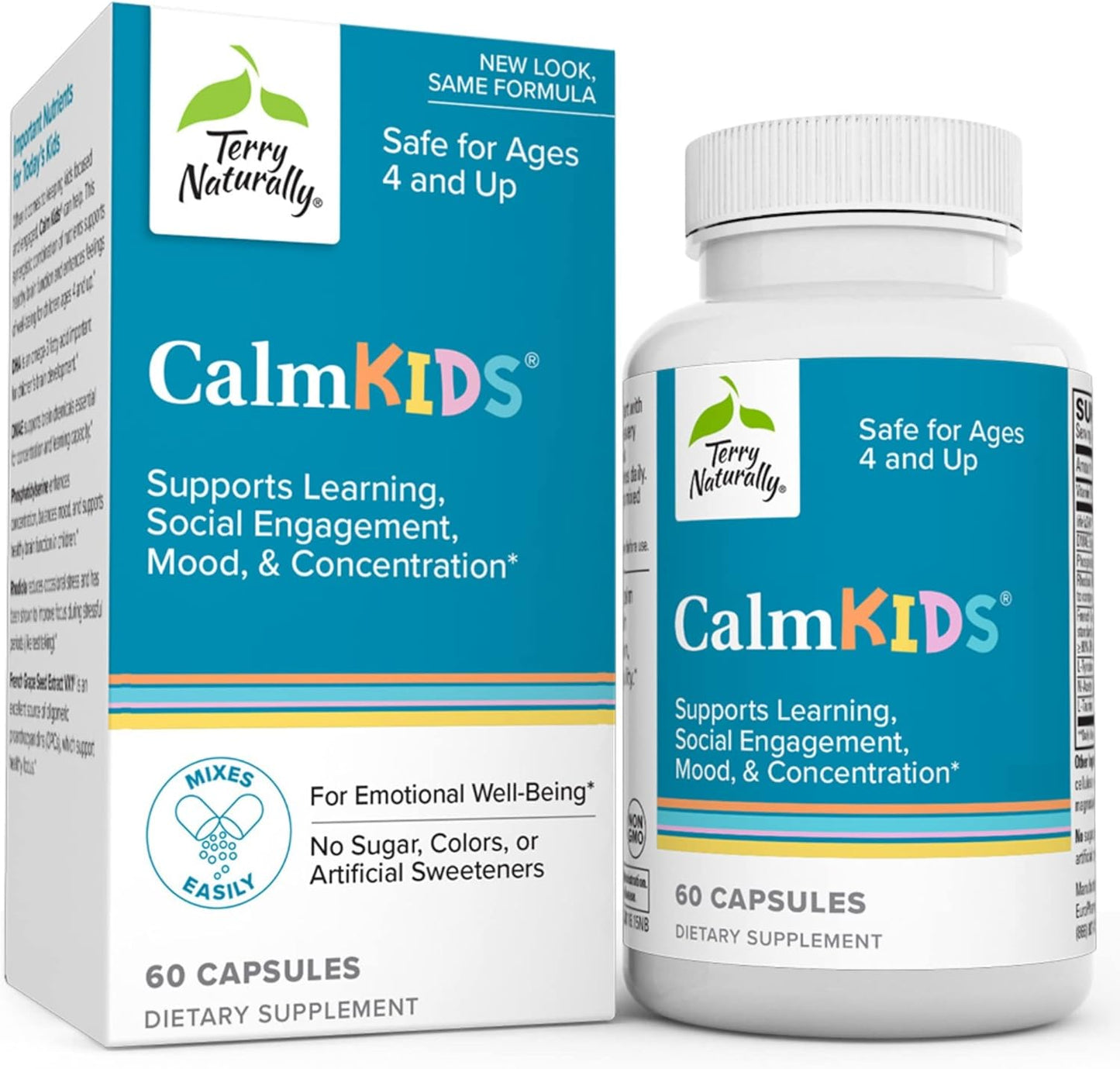 EuroPharma Terry Naturally Calm Kids 60 Capsules - Natural Calming Support for Children, Non-Drowsy Formula