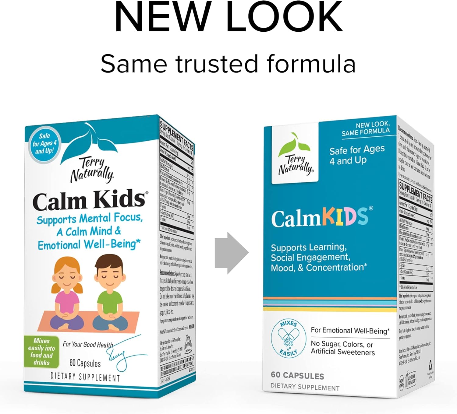 EuroPharma Terry Naturally Calm Kids 60 Capsules - Natural Calming Support for Children, Non-Drowsy Formula