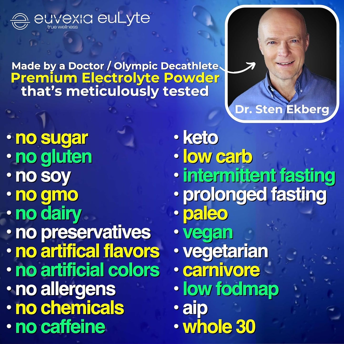 Euvexia euLyte Electrolytes Powder - Zero Sugar Hydration Drink (90 Servings) with Sodium, Calcium, Potassium, Magnesium, Trace Minerals, Zinc, Manganese - Keto Fasting Supplement by Dr. Sten Ekberg