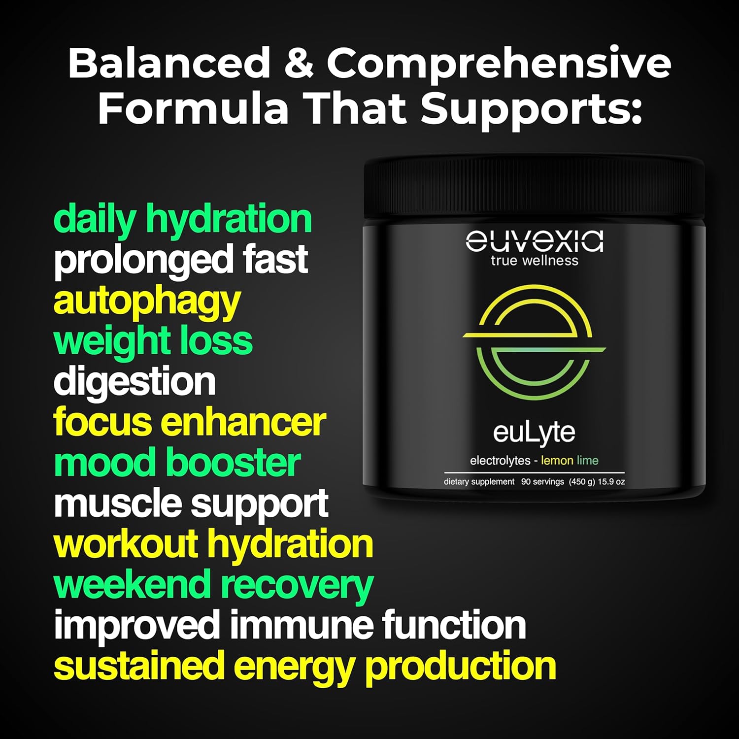Euvexia euLyte Electrolytes Powder - Zero Sugar Hydration Drink (90 Servings) with Sodium, Calcium, Potassium, Magnesium, Trace Minerals, Zinc, Manganese - Keto Fasting Supplement by Dr. Sten Ekberg