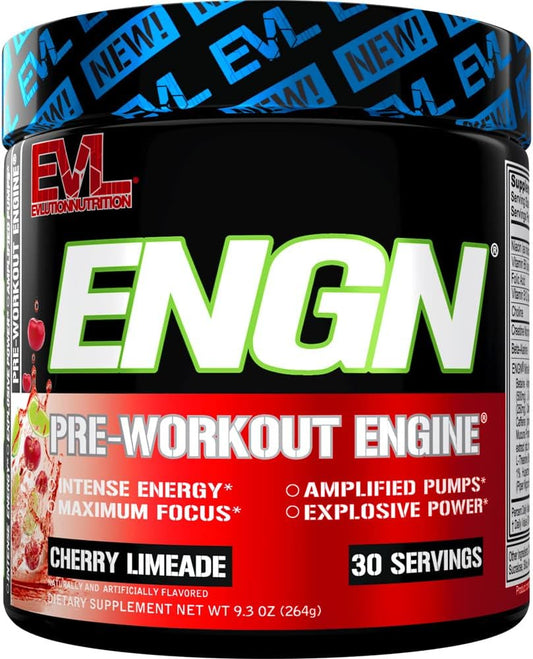 Evlution ENGN Energizing Pre Workout Powder Drink for Men - Cherry Limeade Flavor with Creatine, Beta Alanine, Caffeine, L Theanine for Energy and Recovery