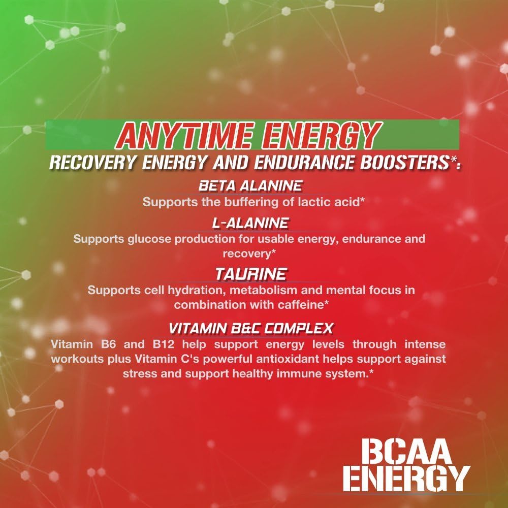 Evlution EVL BCAAs Amino Acids Powder - Cherry Limeade Flavor for Muscle Recovery and Endurance - Pre and Post Workout Drink with Natural Caffeine