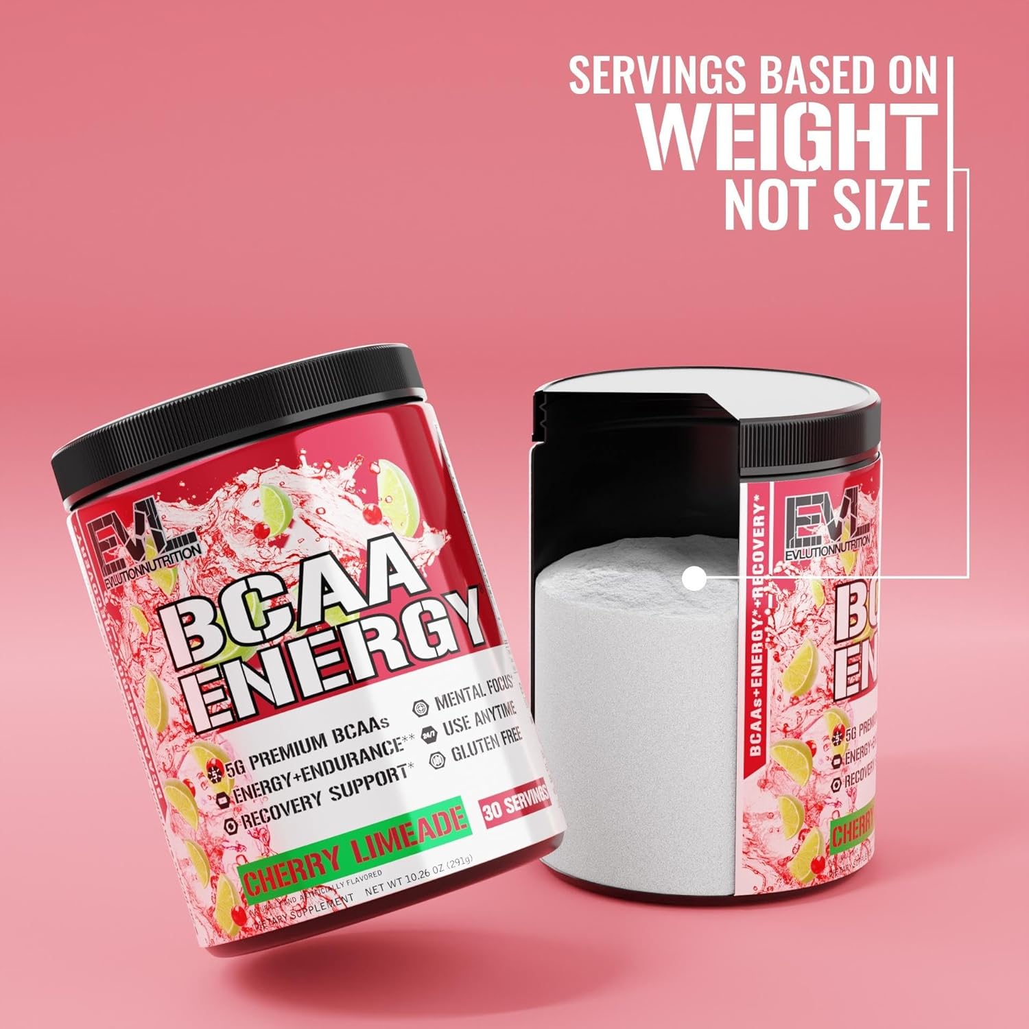Evlution EVL BCAAs Amino Acids Powder - Cherry Limeade Flavor for Muscle Recovery and Endurance - Pre and Post Workout Drink with Natural Caffeine