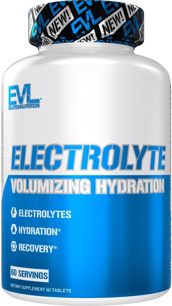 Evlution Nutrition Electrolyte Hydration Tablets - Rapid Rehydration Supplement - Vegan, Gluten-Free, Keto Friendly - 60 Servings