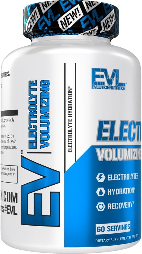 Evlution Nutrition Electrolyte Hydration Tablets - Rapid Rehydration Supplement - Vegan, Gluten-Free, Keto Friendly - 60 Servings